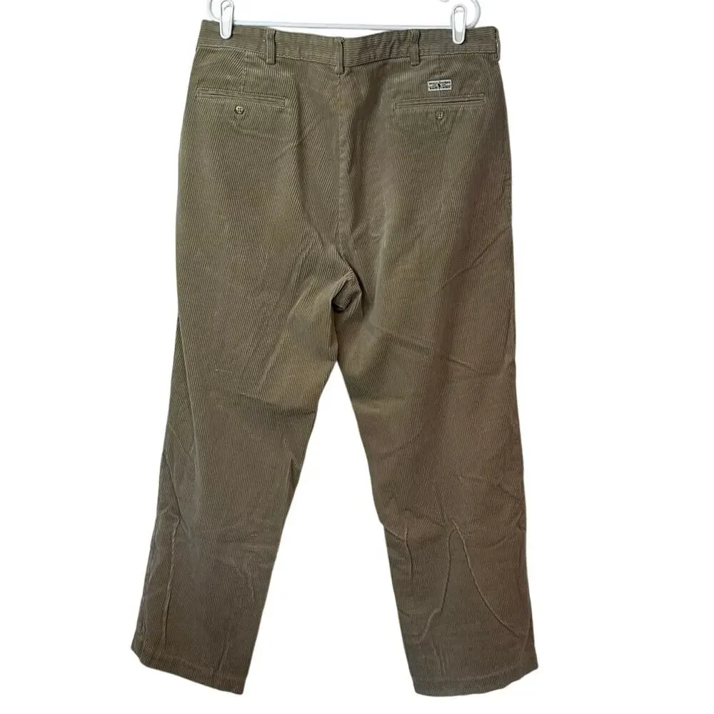 Polo Ralph Lauren Polo Cords Men’s Corduroy Pleated Trousers Size 38 Tan Preppy
